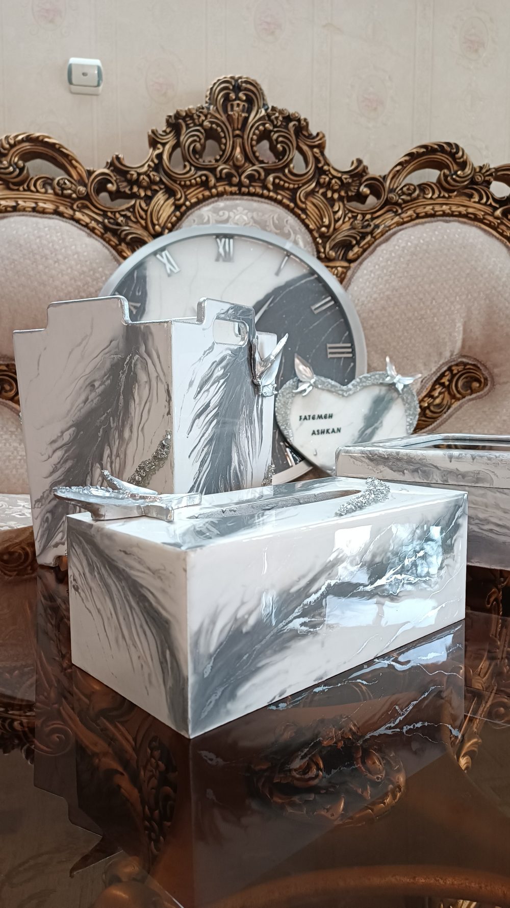 ست ساعت سطل و دستمال  و تیبگ و جاکلیدی - Image 3