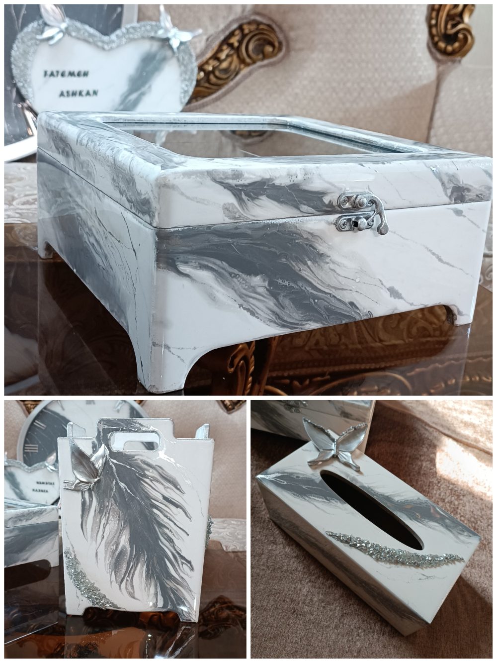 ست ساعت سطل و دستمال  و تیبگ و جاکلیدی - Image 2